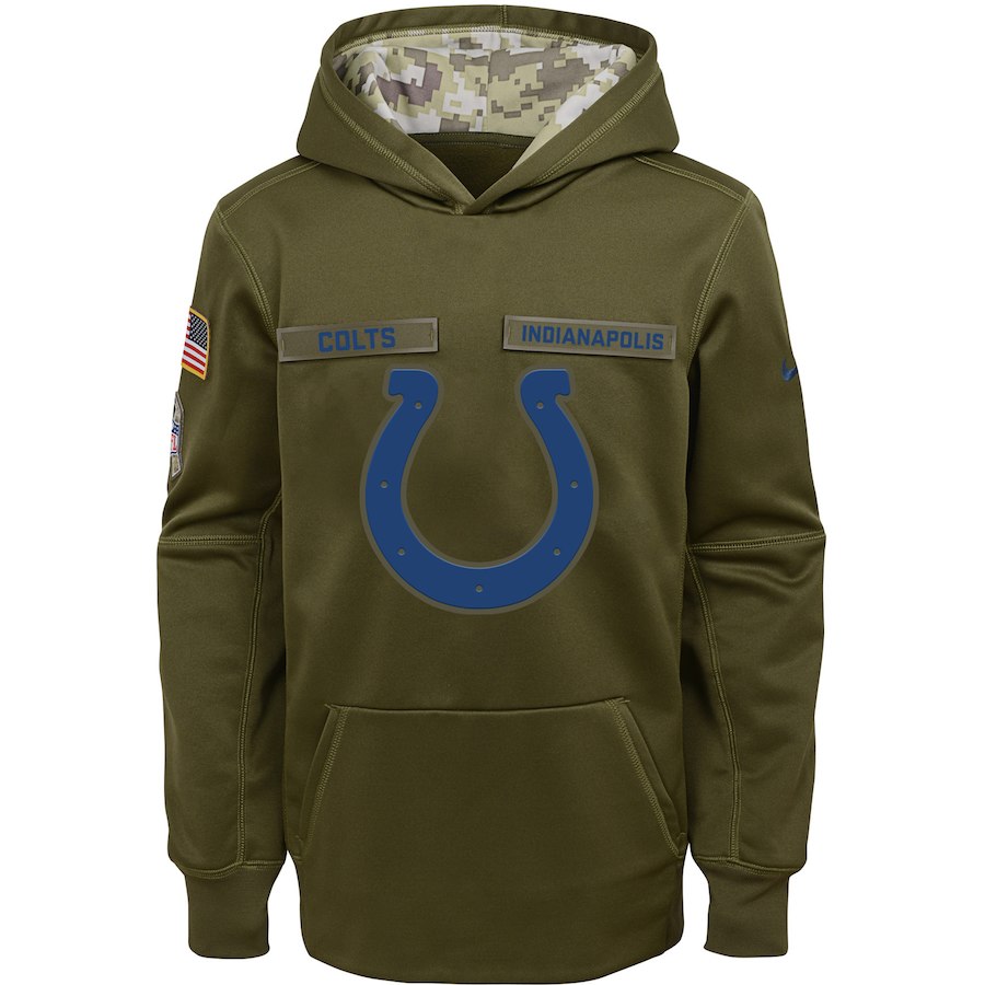 Indianapolis Colts Nike Youth Salute to Service Pullover Performance Hoodie Green->youth nfl jersey->Youth Jersey